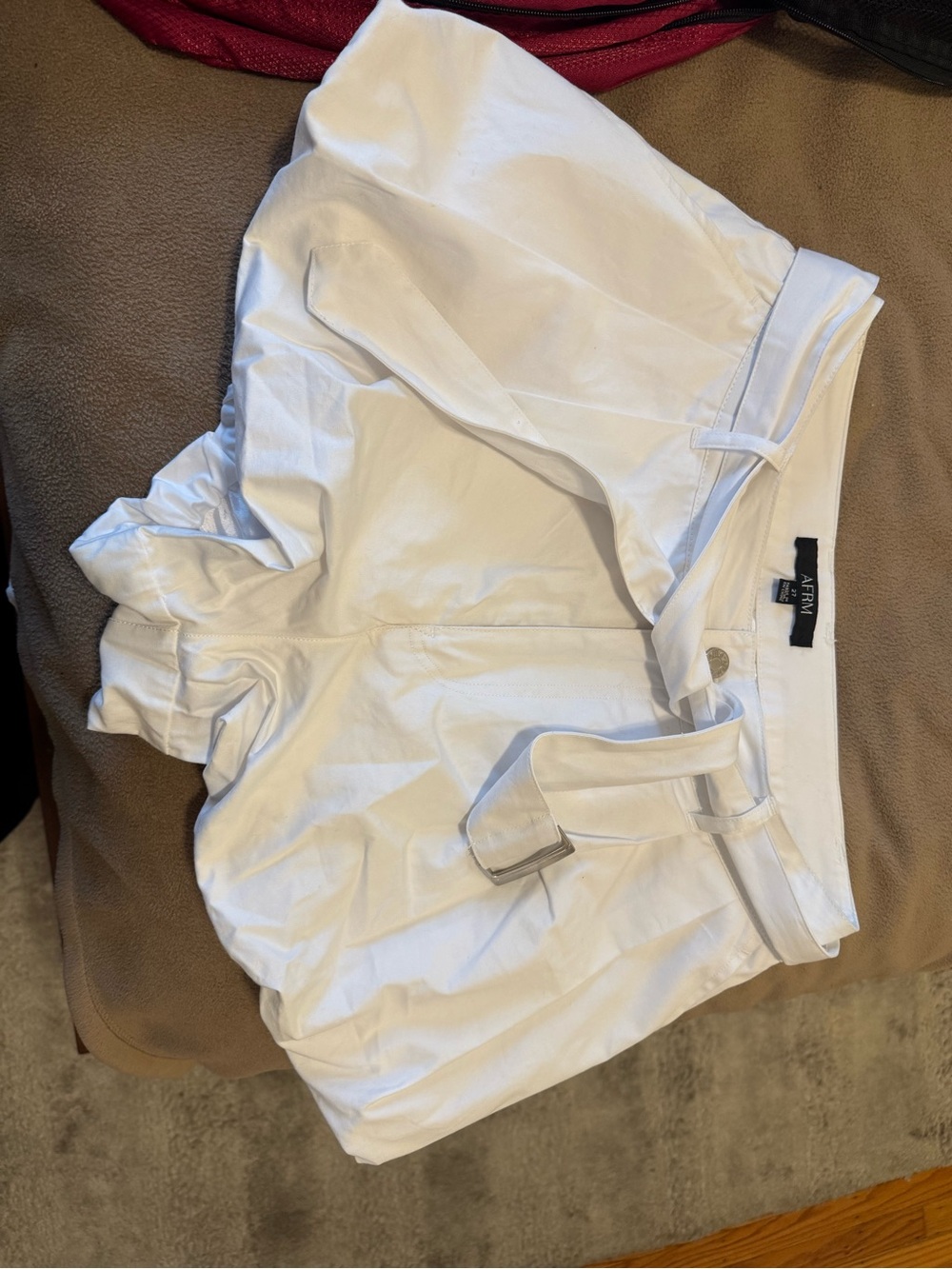 AFRM WHITE Bubble hem cotton shorts - Picture 3 of 5
